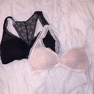 White and black bralettes